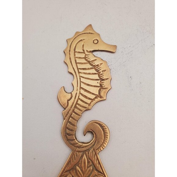 Seahorse bottle opener cap opener brass bottle opener metal figure mid century - Picture 7 of 10
